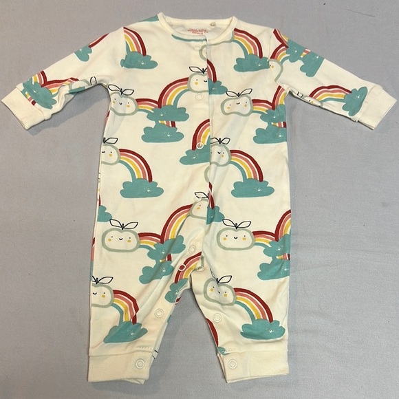 Next - NWOT - Cream and Red Footies with Whimsical Rainbow Design - Picture 1 of 4